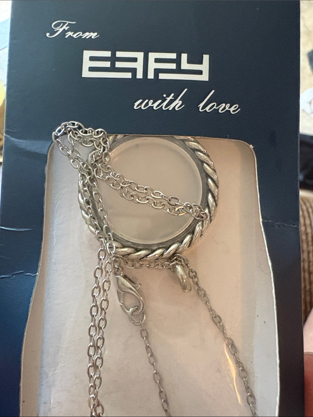 Effy Silver Rope-Detail Circle Pendant Necklace Can be filled with small charms